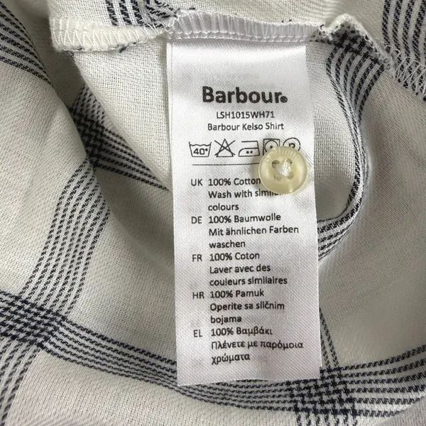 Barbour Summer Tartan Kelso Shirt Womens 12 Cloud/Blue Plaid Cotton British Prep - Image 13