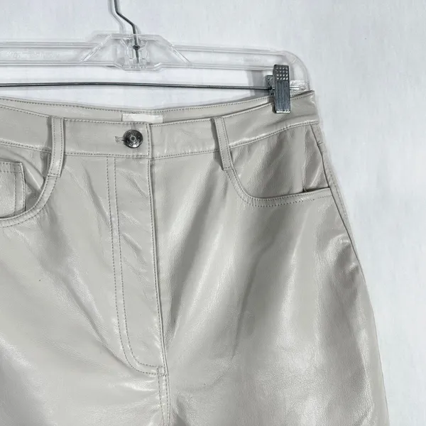 Wilfred Size 10 Faux Leather Pants‎ White Straight Solid High Rise Flawed 1692 - Image 4