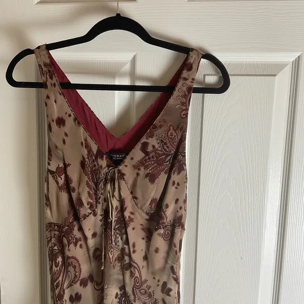 Robbie Bee Silk Paisley Midi Dress Beaded Fairycore Whimsigoth Y2K Size 10 - Image 3