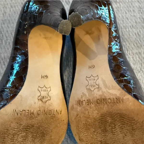 Antonio Melani Brown Croc Embossed Leather Pumps Heels Size 6 - Image 8