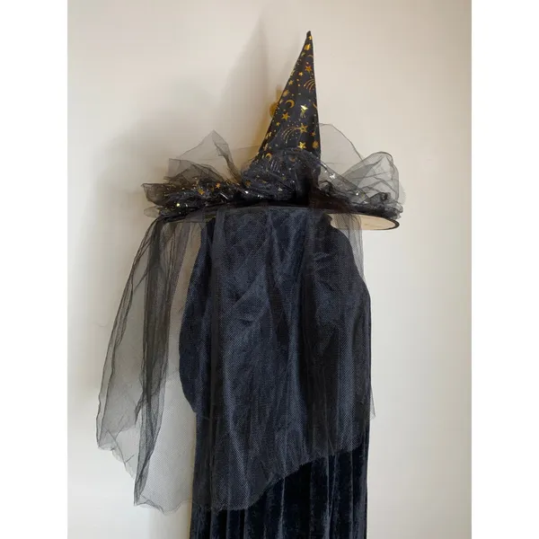 Witch Hat Black Gold Celestial Moon Star OSFA Costume Halloween - Image 4