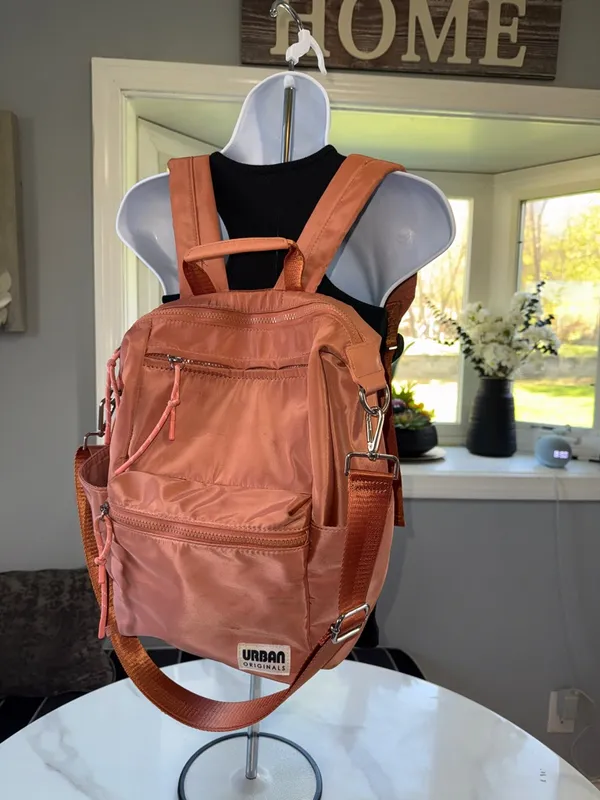 Urban Originals Coral Satin Backpack with Multiple Zips - Image 5