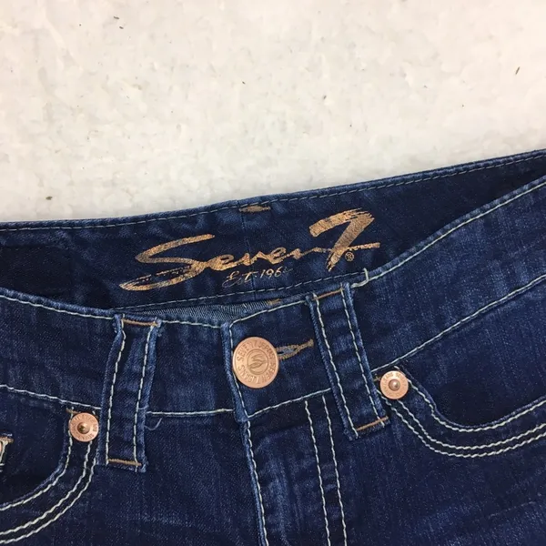 Seven7 Cropped Skinny Embroidered Pockets Double 7 sz 8 - Image 4