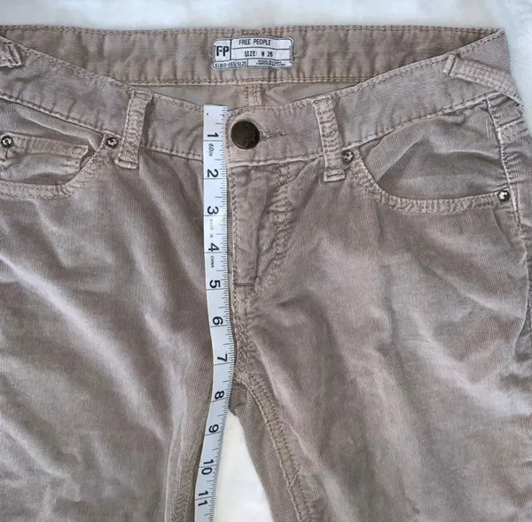 Free People Tan Skinny Corduroy Pants Sz 26 - Image 6
