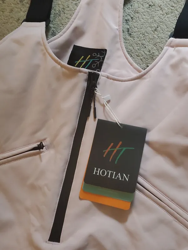 Women's HotIan Pink Snow Bibs with Black Trim Size Large New With Tags - Image 2