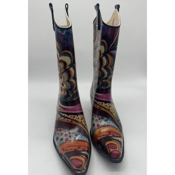 Nomad Yippy Women's Multicolor Western Cowboy Rain Boots Size 7 Artistic - Image 2