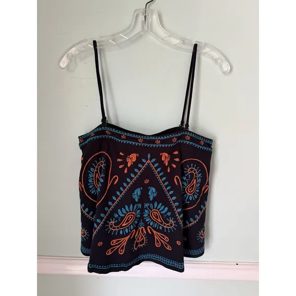 FREE PEOPLE FLIRT ALERT‎ TUBE TOP Black Turquoise Orange WOMEN'S Small - Image 2