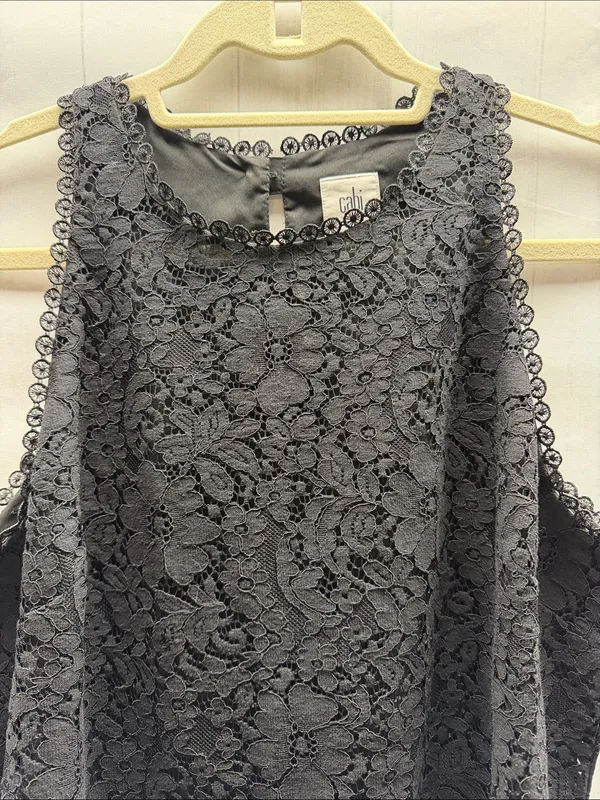 Cabi Display Black Floral Lace Sleeveless Tank Top Style 3605 Medium - Image 5