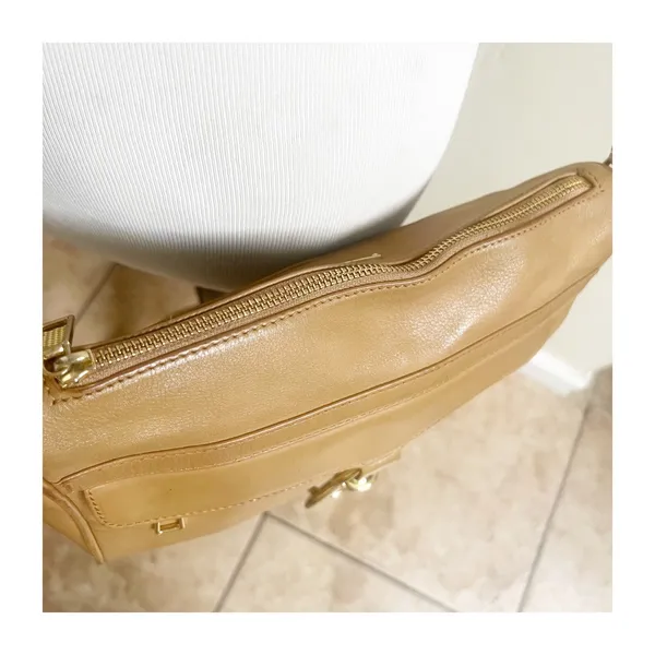 Rebecca Minkoff Crossbody Bag Womens Tan Leather Gold Chain Strap Shoulder Chic - Image 3