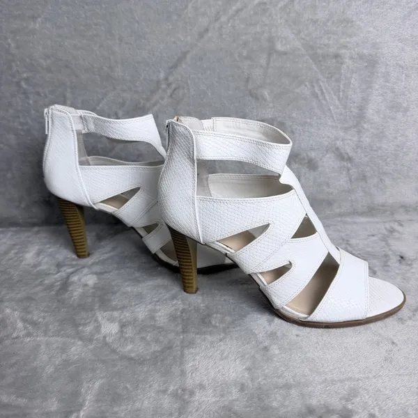 Simply Vera Vera Wang Heels Snakeskin Cage Gladiator Sandals Wedding Sz 9 White - Image 5