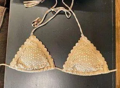 Suede Floral Bikini Tan - Image 3