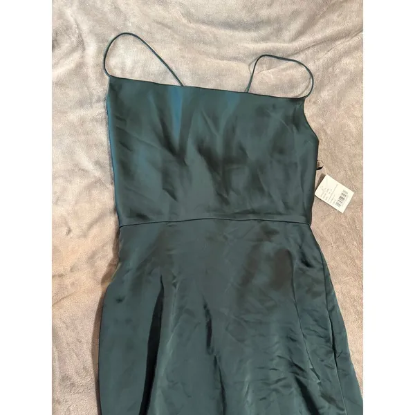NWT Dessy Collection COWL-NECK CRISS‎ CROSS BACK SLIP DRESS EVERGREEN Size 10 R - Image 5