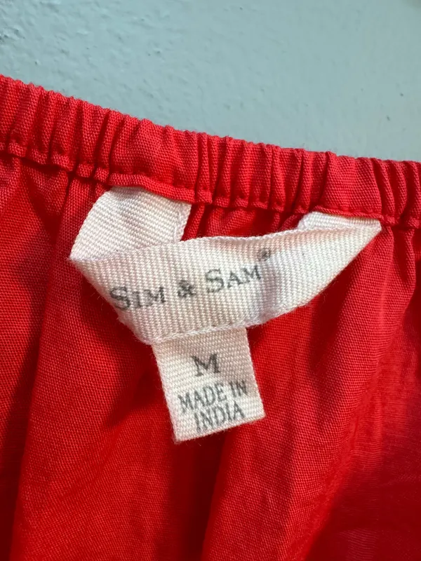 Red Sim & Sam Milkmaid Midi Sundress Size M EUC - Image 6