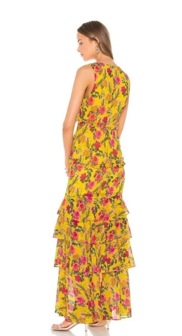 Lovers + Friends revolve Dipinto Oro Yellow Floral Ruffle Maxi Dress - Image 2