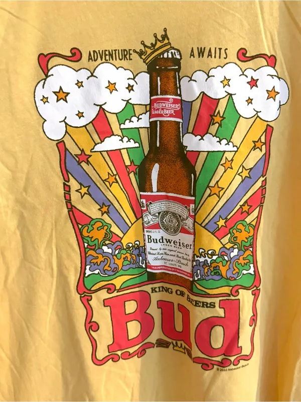 Junk Food Womens Shirt Tee Budweiser Distressed Short Sleeves Size Medium - Image 7