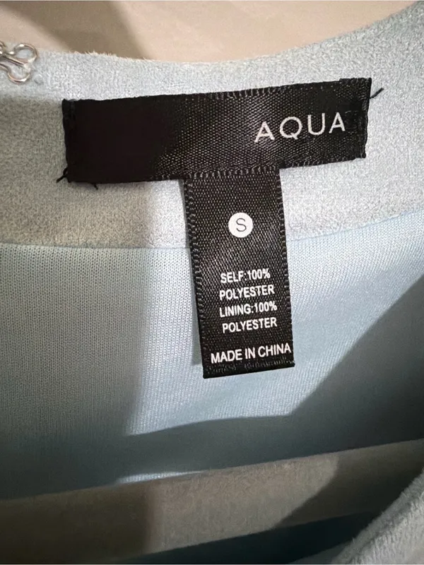 Aqua Pale Blue Short Sleeve Asymmetrical Wrap Dress - Image 5