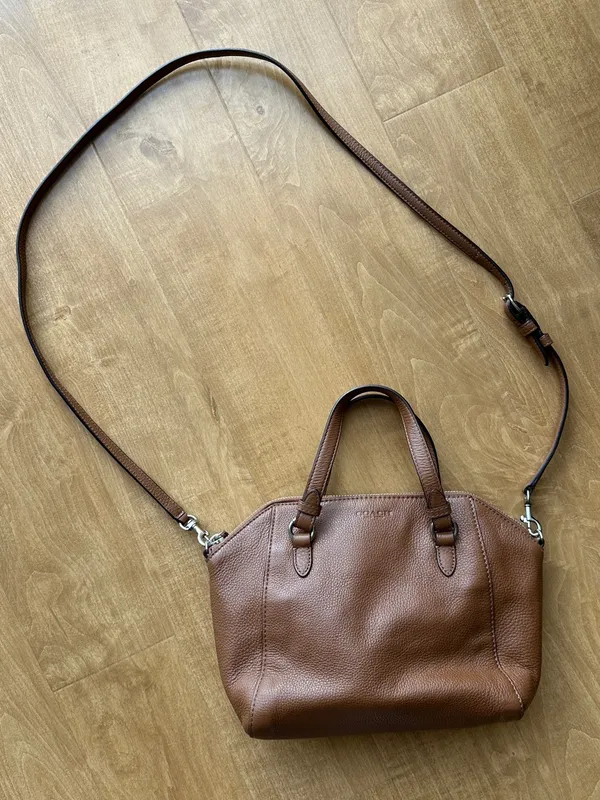 Coach Park Leather Mini Satchel, Saddle Brown Pebble Leather, Crossbody Strap - Image 2