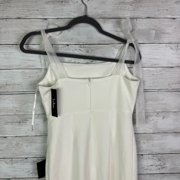 Lulus Romantic Celebration White Tie-Strap Bodycon Midi Dress Size Medium - Image 5