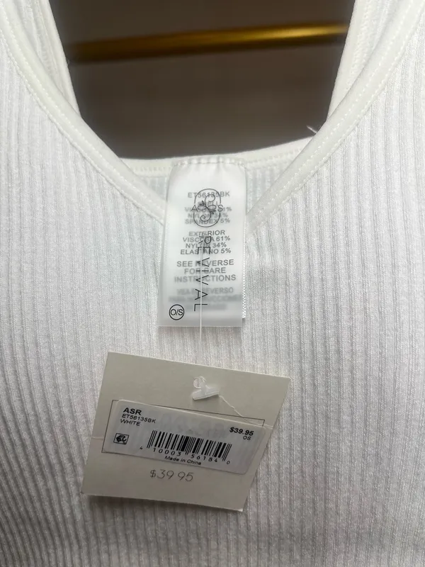 White ribbed tank top with built in bra #ribbed #builtintop - Image 2