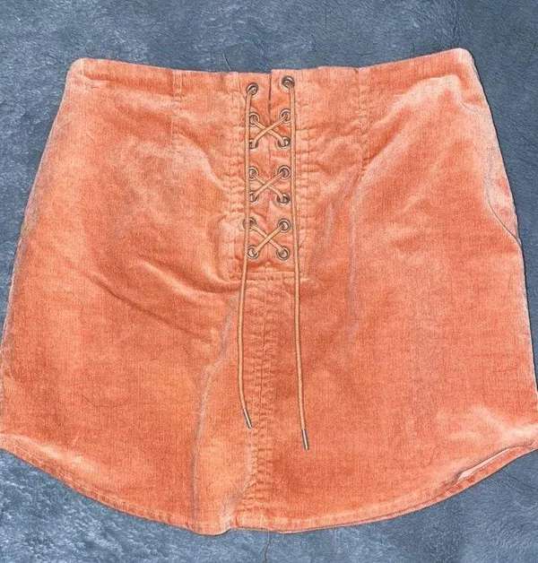 Forever 21 Burnt Orange Lace Up Skirt - Image 3