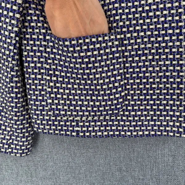 J.Crew Navy White Metallic Tweed Silk Blend Blazer Jacket Size 12 Preppy Twee - Image 5
