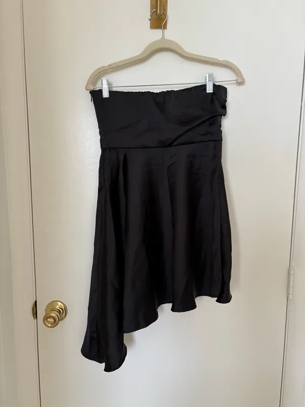 ZARA Black Satin Mini Dress strapless  - Image 4