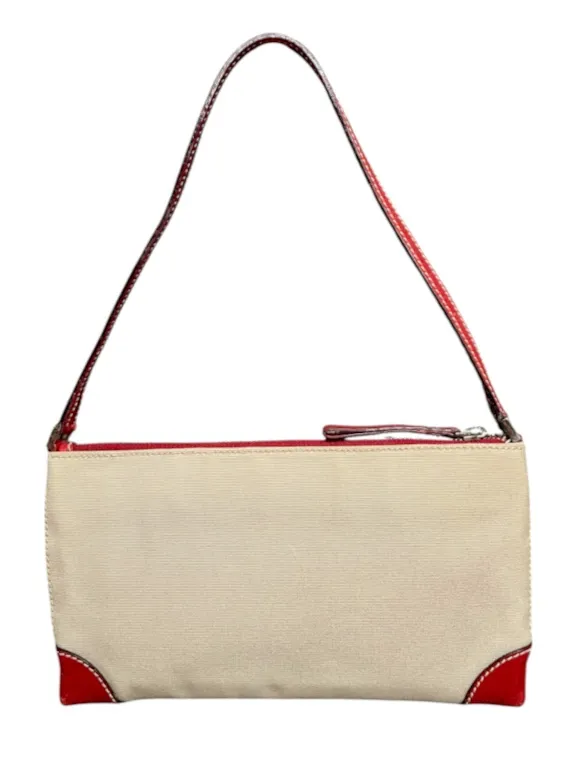 Kate Spade Made in Italy Vintage Cream Canvas & Red Leather Shoulder Bag - Image 2