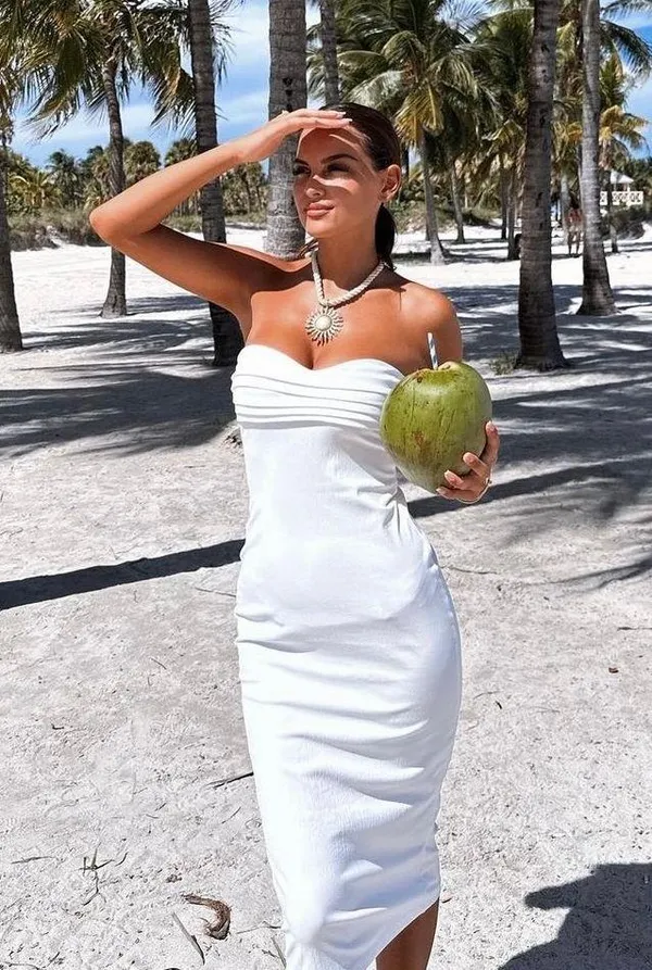 Zara midi bodycon dress sleeveless white wedding coctail party - Image 2