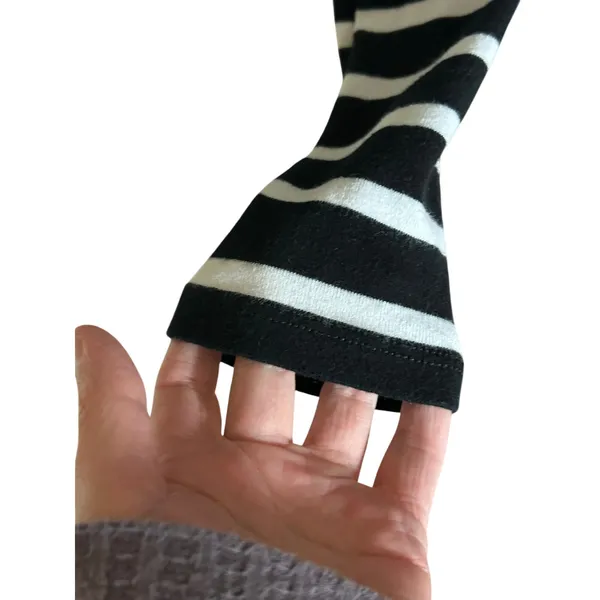 Ralph Lauren black white stripe long sleeve stretch top Large Preppy nautical - Image 7