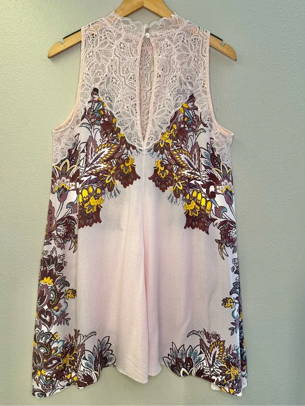 NEW Free People Marsha Lace-Neck Printed Mini Dress Tunic Top - Image 7