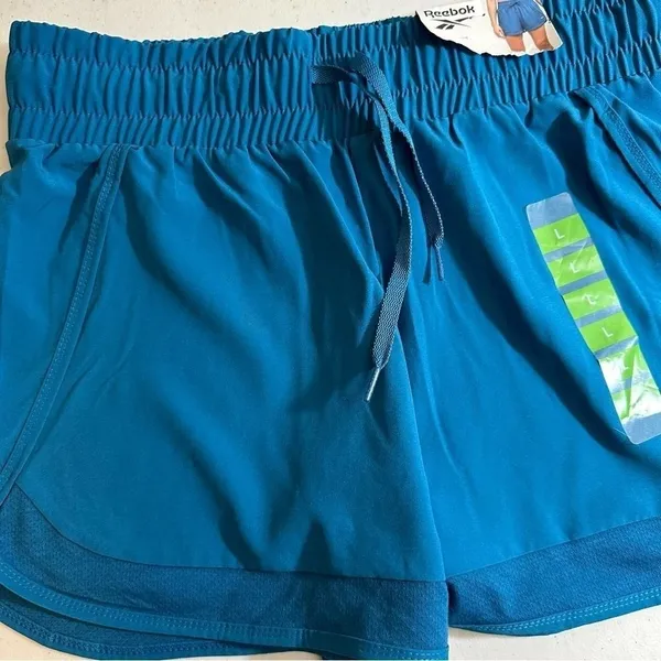 Reebok Running Shorts Women L Teal Seaport Drawstring‎ Athletic Gym NEW 3RBWH514 - Image 6