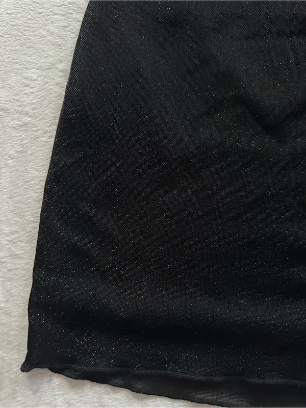Princess Polly Donelli Mini Dress Black Size 2 Strapless Sparkly Asymmetrical - Image 2