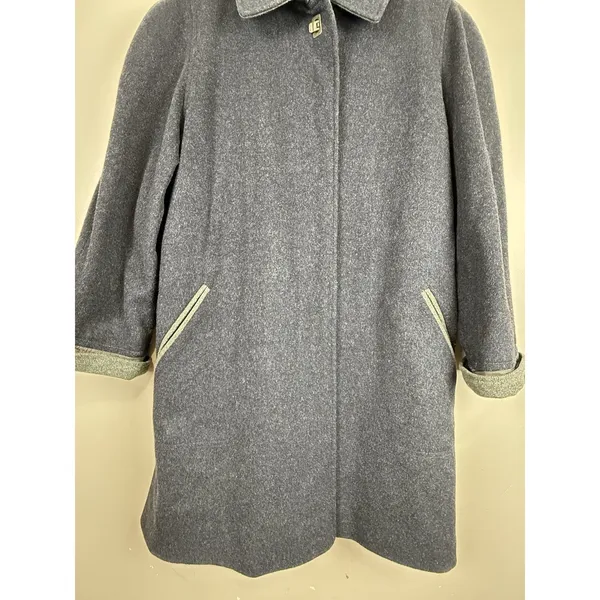 Vintage Marcona Women’s Wool & Alpaca Overcoat Gray with Green Cuffs Size 12 - Image 4