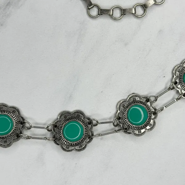 Flower Concho Western Turquoise Enamel Belt OS ✨ - Image 4