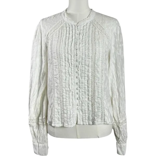 Free People Ethereal Dainty Victorian Cottage Annabelle Blouse Top Ivory Small - Image 9