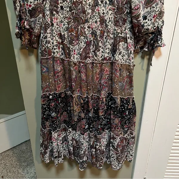 Figueroa & Flower Women's Size Large Midi Dress Boho Paisley Floral Off Shoulder - Image 10