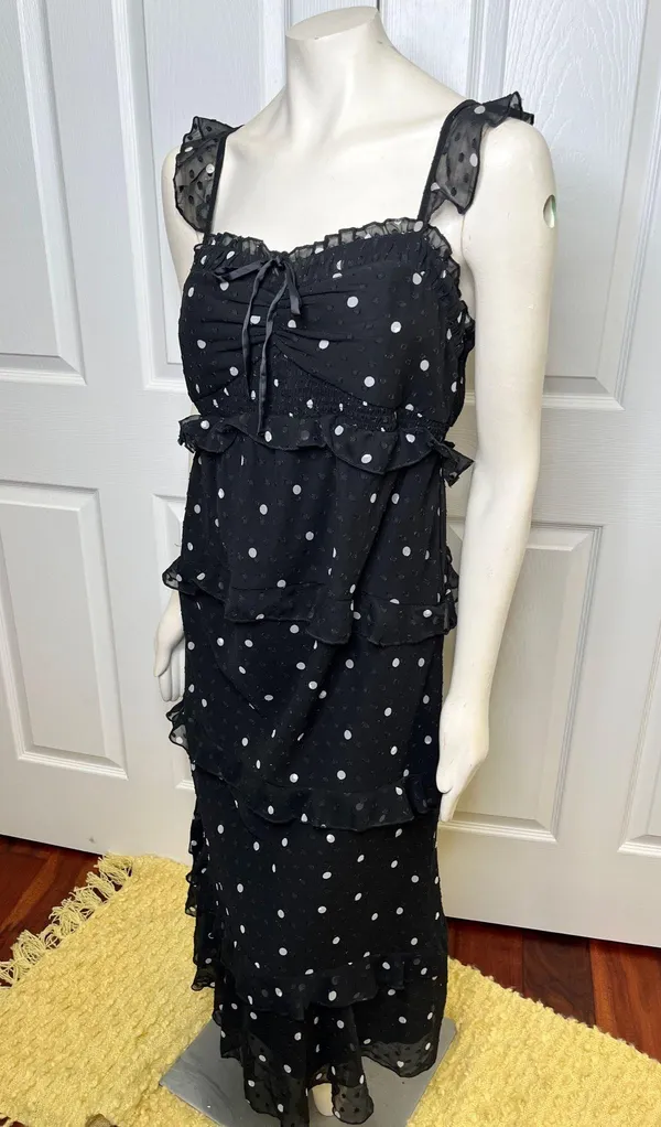 ASOS Design Maternity Black Tiered Midi Dress w/ Ruffle Detail & Ruched Bodice - Image 6