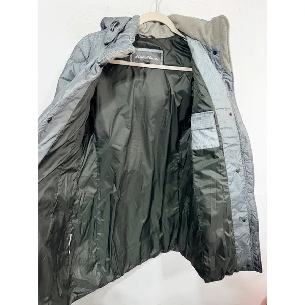 Eddie Bauer Puffer Down Parka Hooded Quilted Jacket Women's PM Medium Steel Gray - Image 5