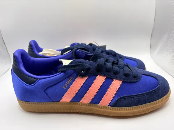 Adidas Samba OG W Women’s 6.5 Blue Pink Gum Sole Suede Satin Sneakers JS1317 - Image 2