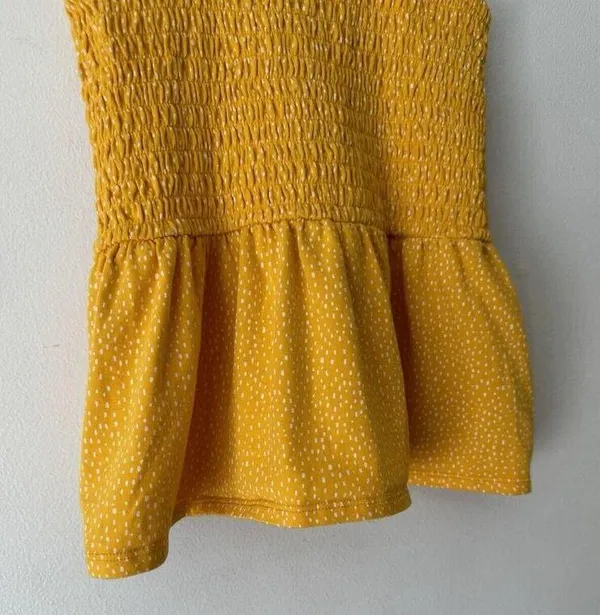 Express Yellow Square Neck Polka Dot Cottagecore Smocked Tank Top Size XS - Image 4