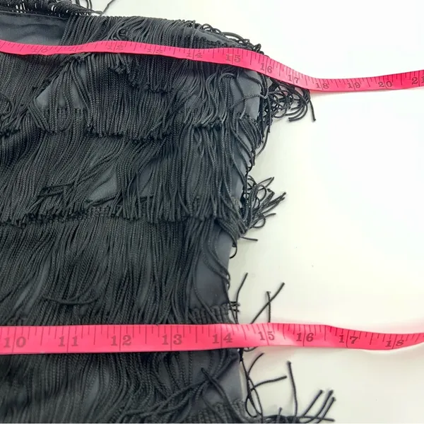 JS Collections Vintage fringe dress black‎ sz 8 flapper - Image 6
