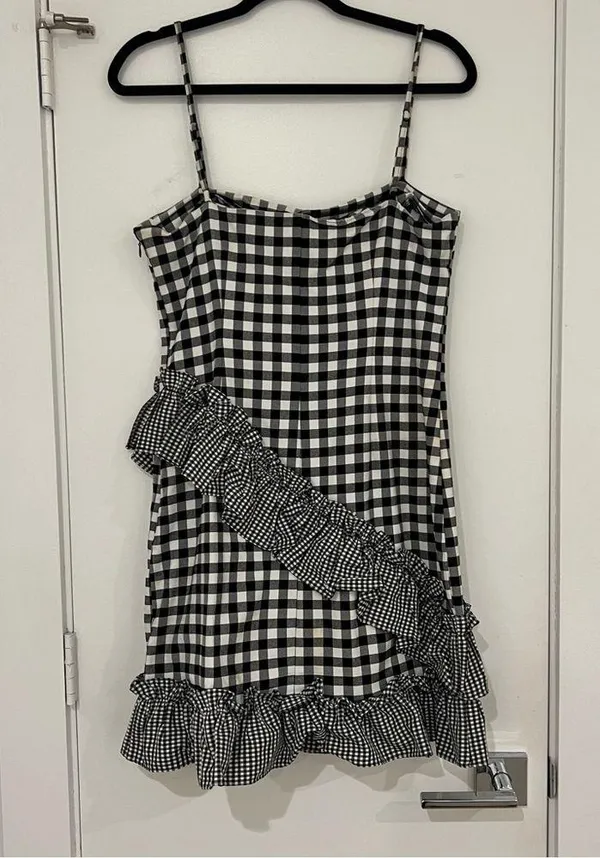 Lovers + Friends Gabby Gingham Ruffle Mini dress Sleeveless Checkered Print - Image 11