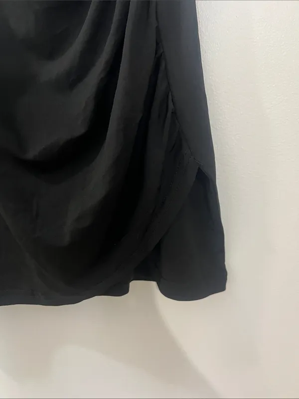 Just Quella Sleeveless Black Draped V-Neck Dress - Image 3