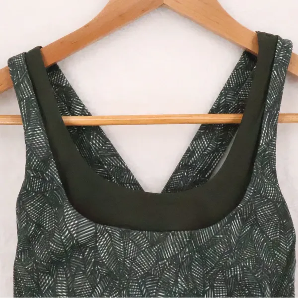 Lululemon Run Stuff Your Bra Womens Size 4 Green Stash Pockets Jazzy White Gator - Image 3