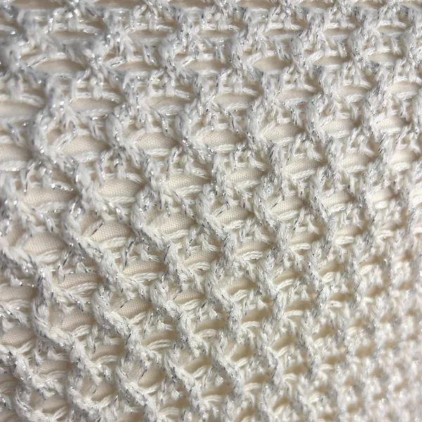 Garage Halter Top Cream Silver Metallic Crochet Open Knit Y2K Boho Festival M - Image 4