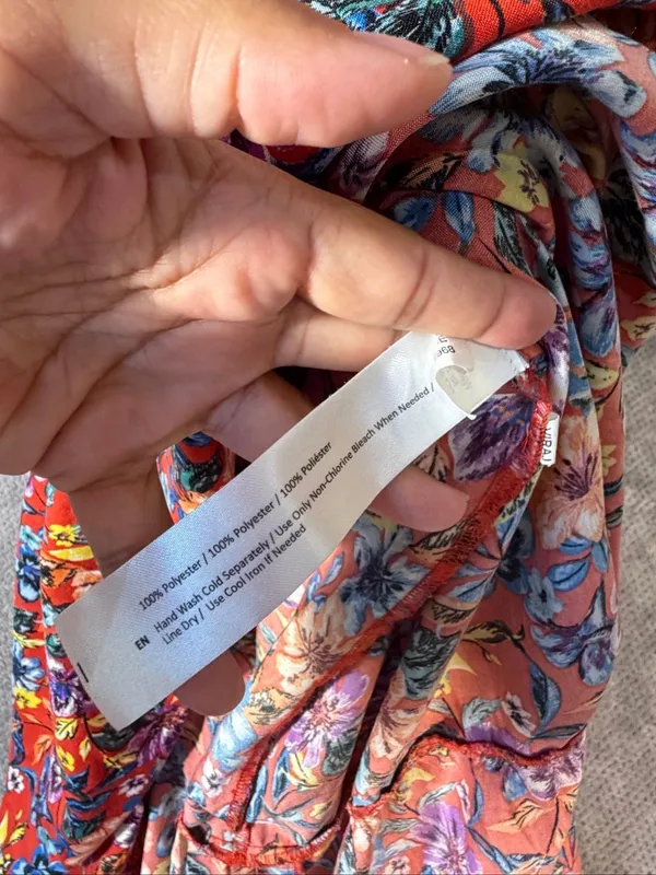 Band of Gypsies Collective XL Floral Smocked Maxi Dress Red Orange Ruffle Boho Sundress - Image 6