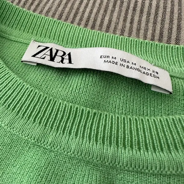 Women’s Zara Trendy Bright Crop Top Shirt Green Sz M Medium Viscose Blend - Image 11