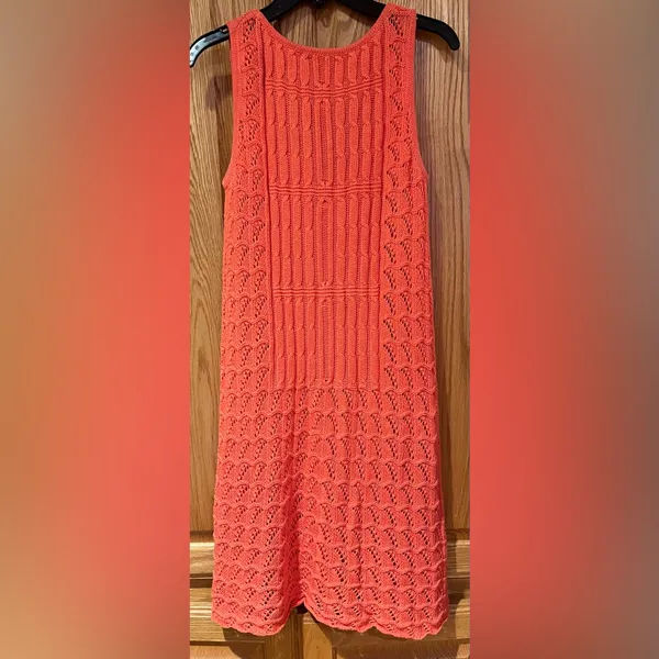 Trina Turk Open Crochet‎ Knit Sleeveless Dress Cover-Up in Orange Pop Size XS/S - Image 6