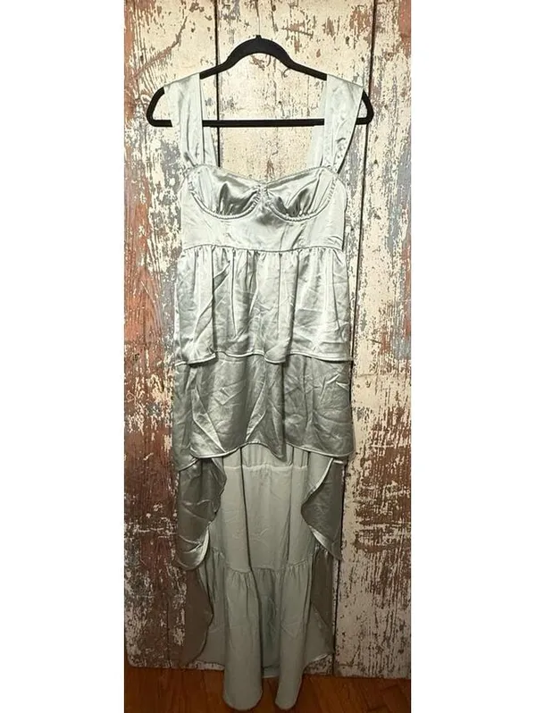 WeWoreWhat Corset High Low Maxi dress Fog Green size 4 - Image 6