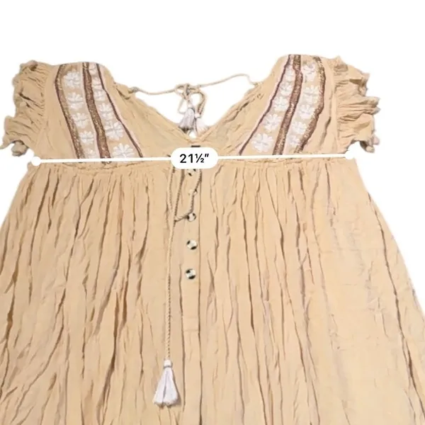 Free People Will‎ Wait For You Dress Women's Medium Natural Boho Ruffle Festival - Image 9